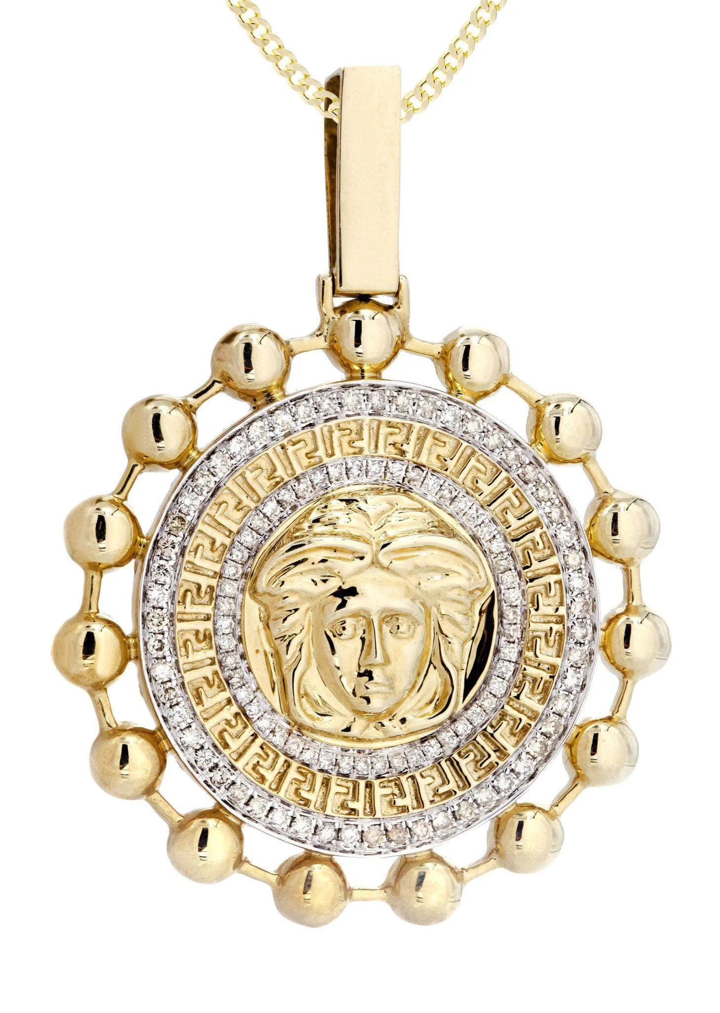 10K Yellow Gold Medusa Diamond Necklace  | 1.39 Carats