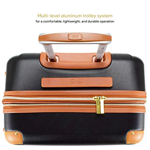 19V69 Italia Vintage Expandable Hard Spinner Carry-on Suitcase (20", Nero Black)