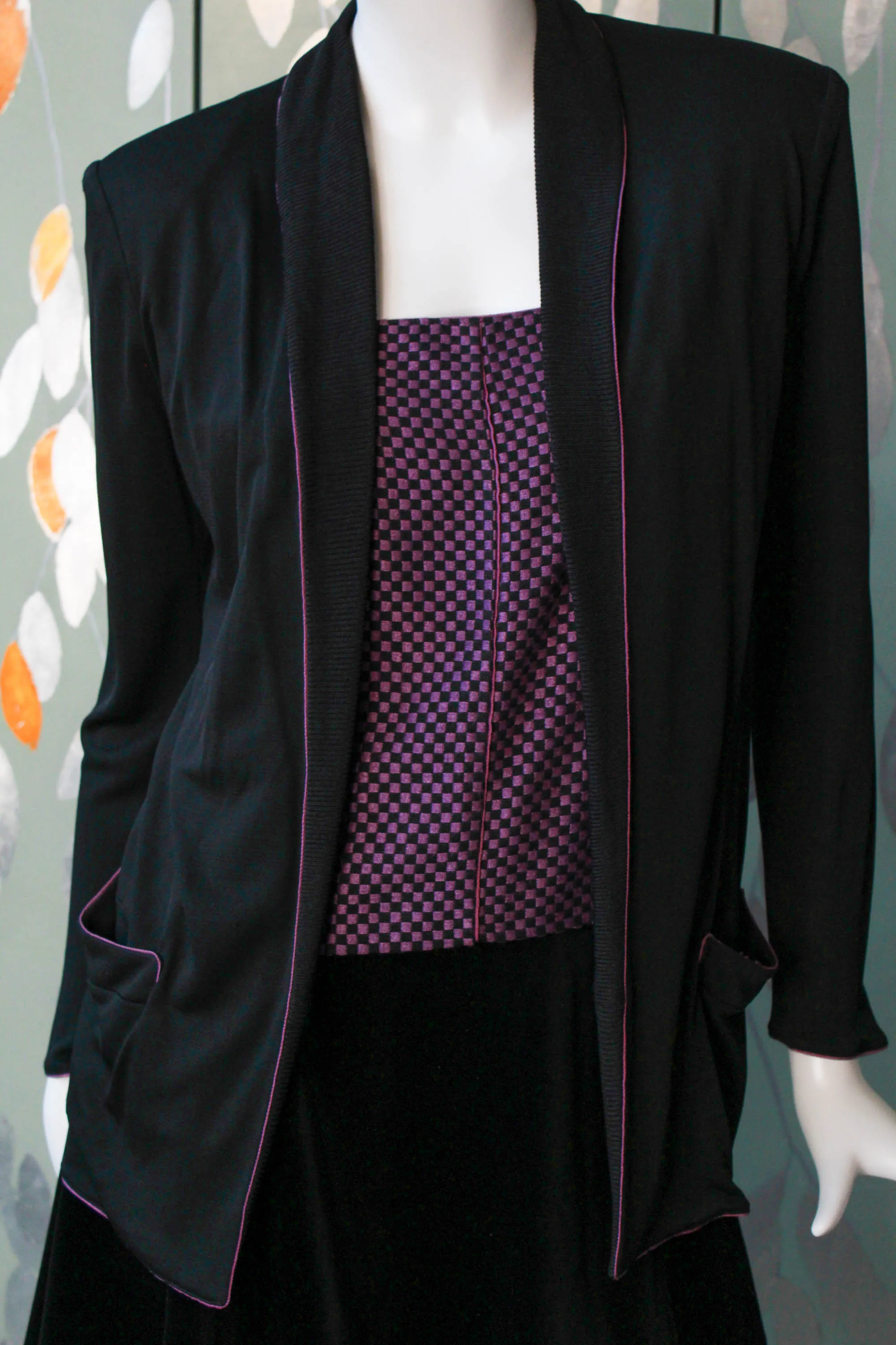 80s Callaghan Black Cardigan, Medium