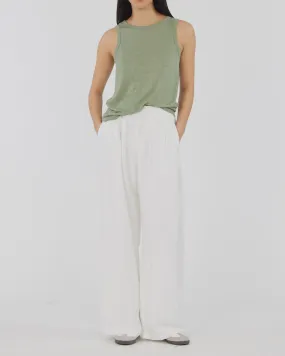 Aceline Linen Jersey Tank (Green Tea)