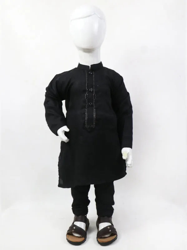 AM 2 Yrs - 17 Yrs Boys Kurta Pajama Sherwani Collar Black