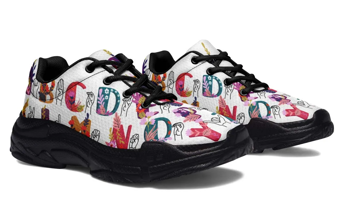 ASL Floral Alphabet Chunky Sneakers