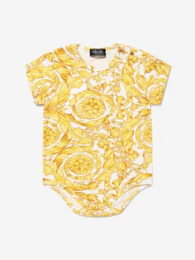 Baby Barocco Print Bodysuit in Gold