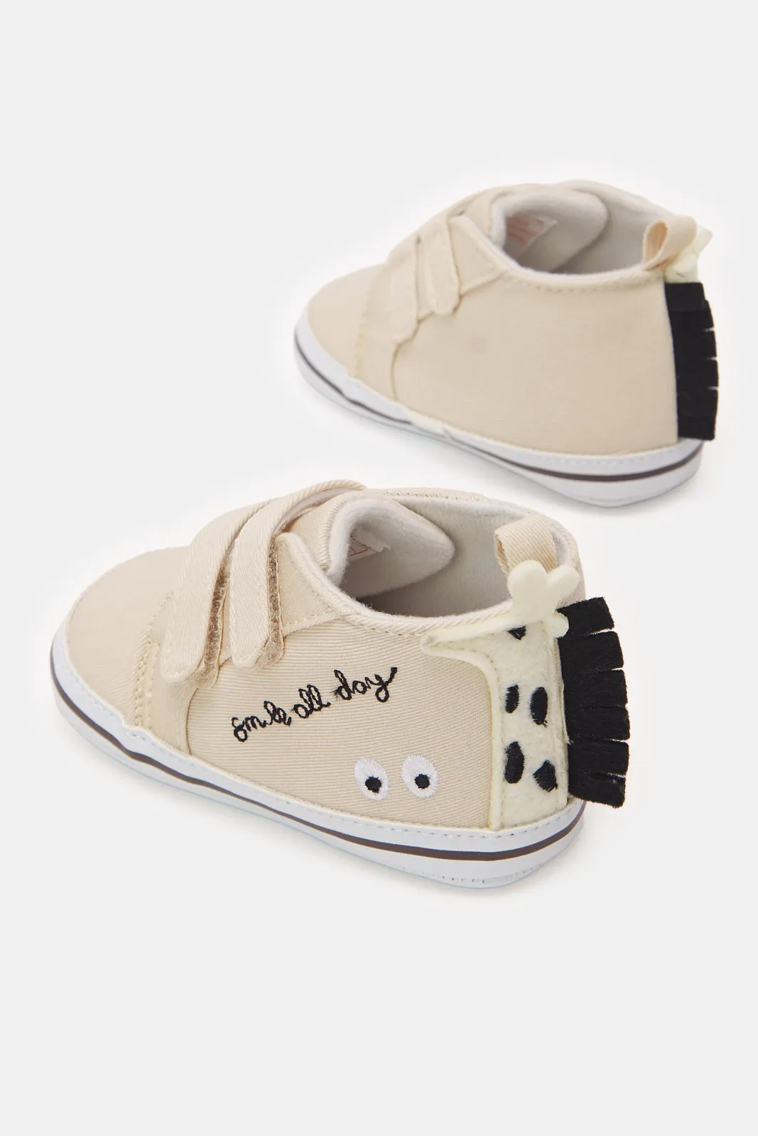 Baby Beige Velcro Strap Bootie