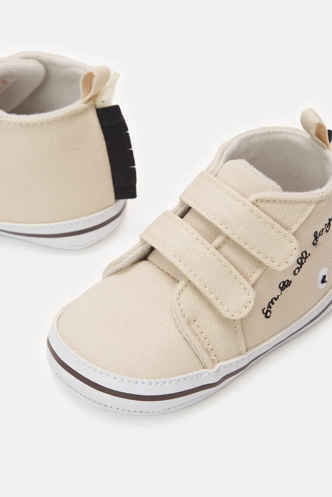 Baby Beige Velcro Strap Bootie