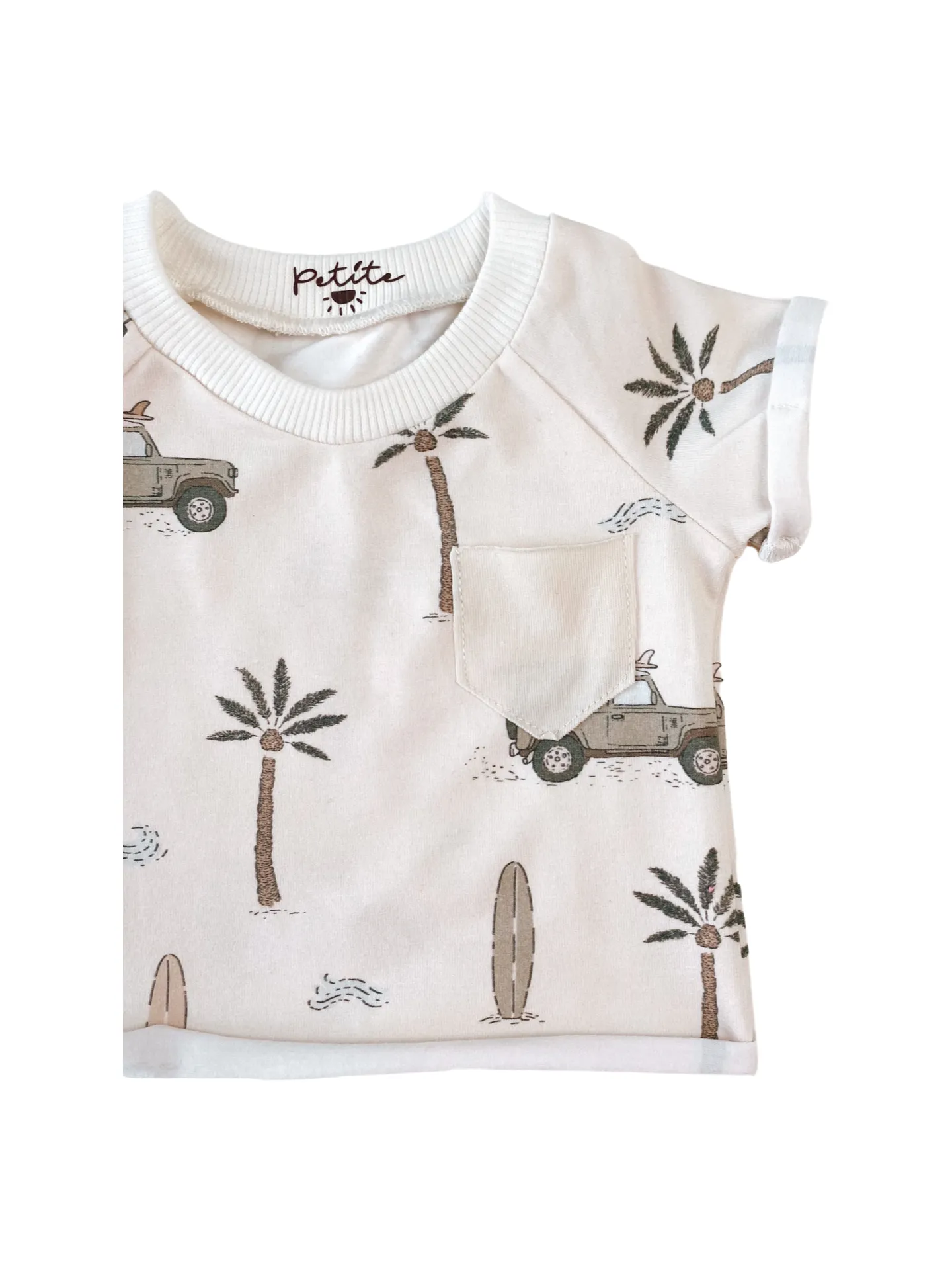 Baby jersey t-shirt / cars & palm trees