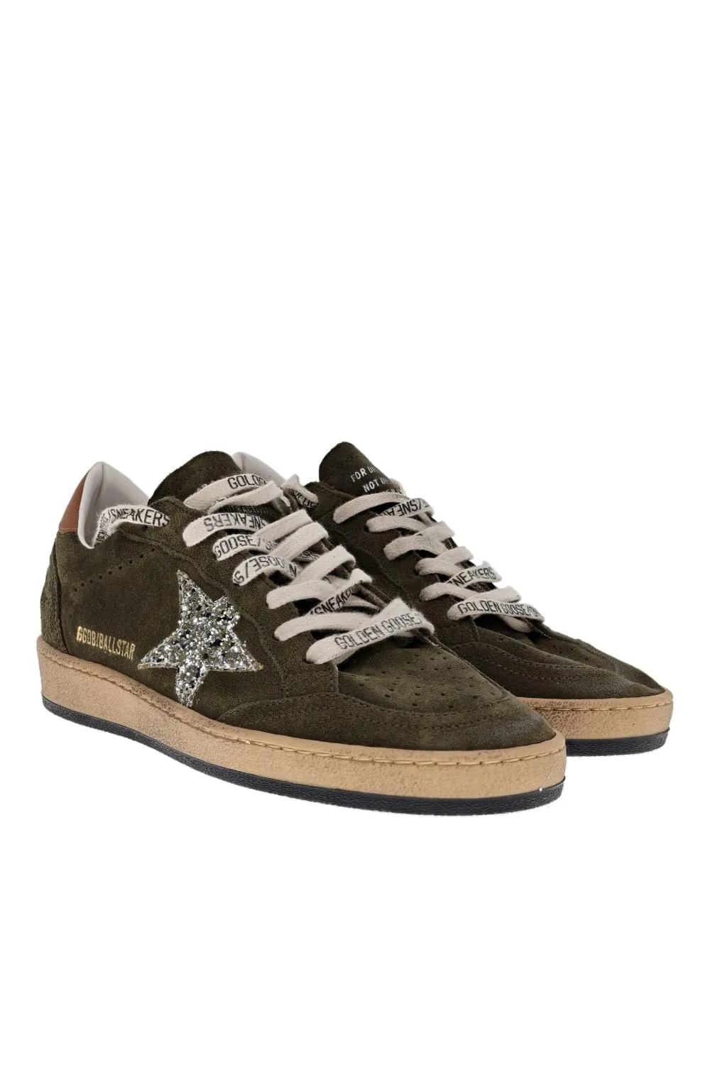 Ball Star Olive Suede Leather Glitter Sneakers