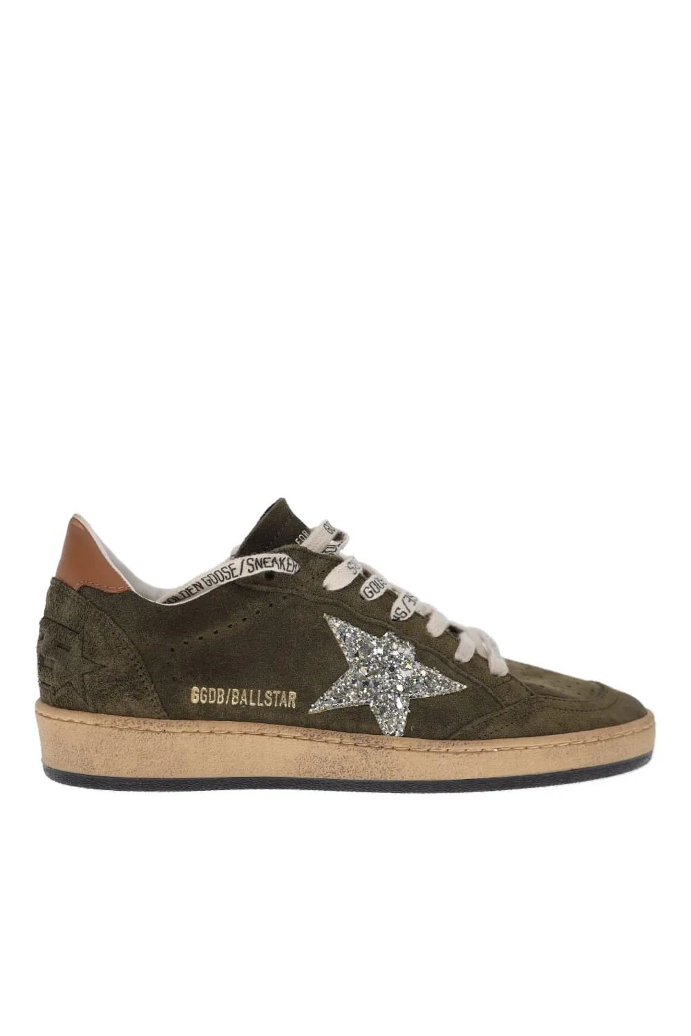 Ball Star Olive Suede Leather Glitter Sneakers