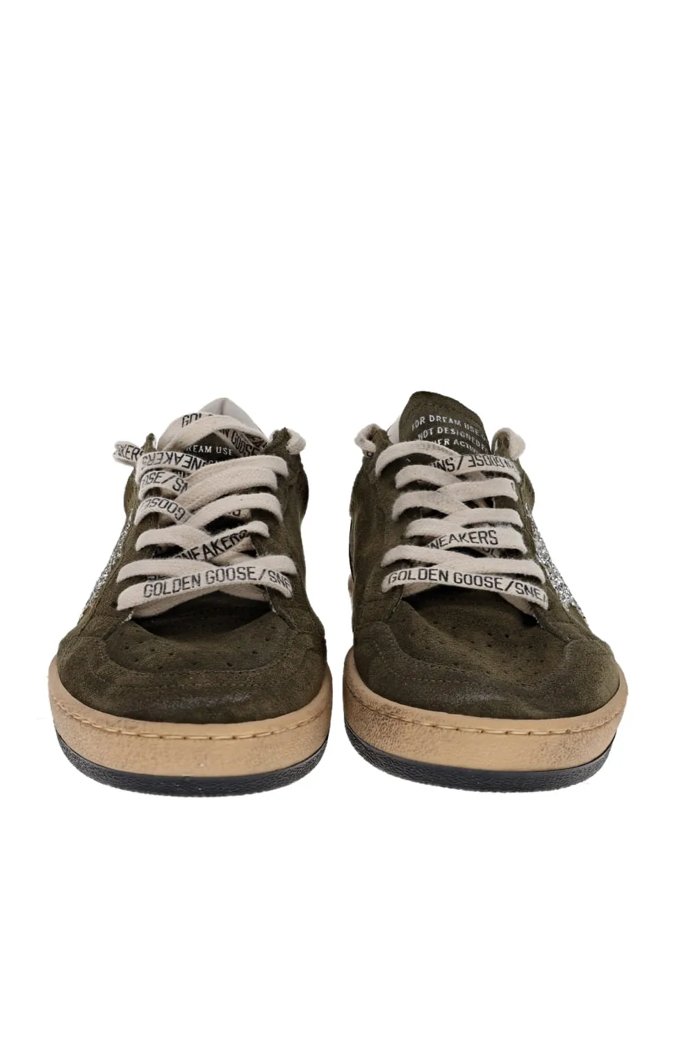 Ball Star Olive Suede Leather Glitter Sneakers