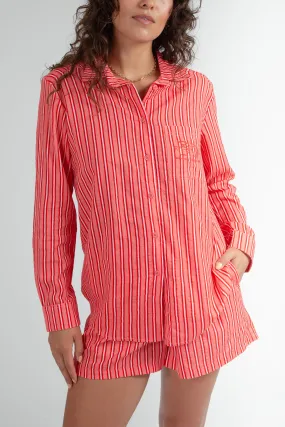 Biarritz Stripe Pajama Shirt Red