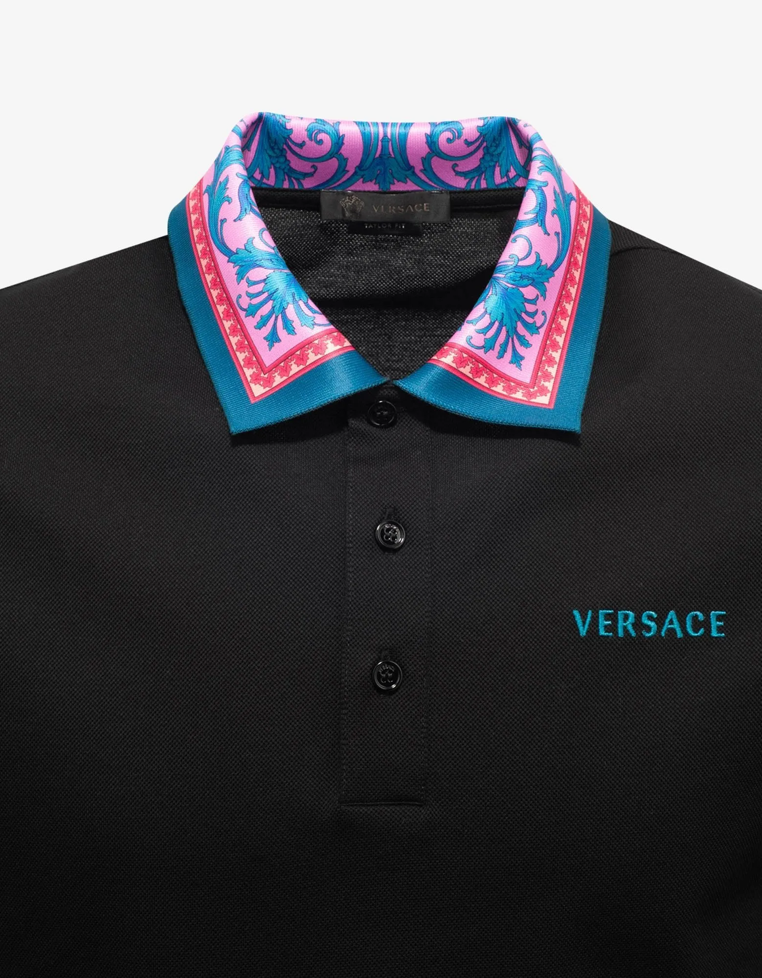 Black Barocco Collar Polo T-Shirt -