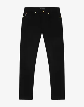 Black Barocco Embroidery Slim Jeans -