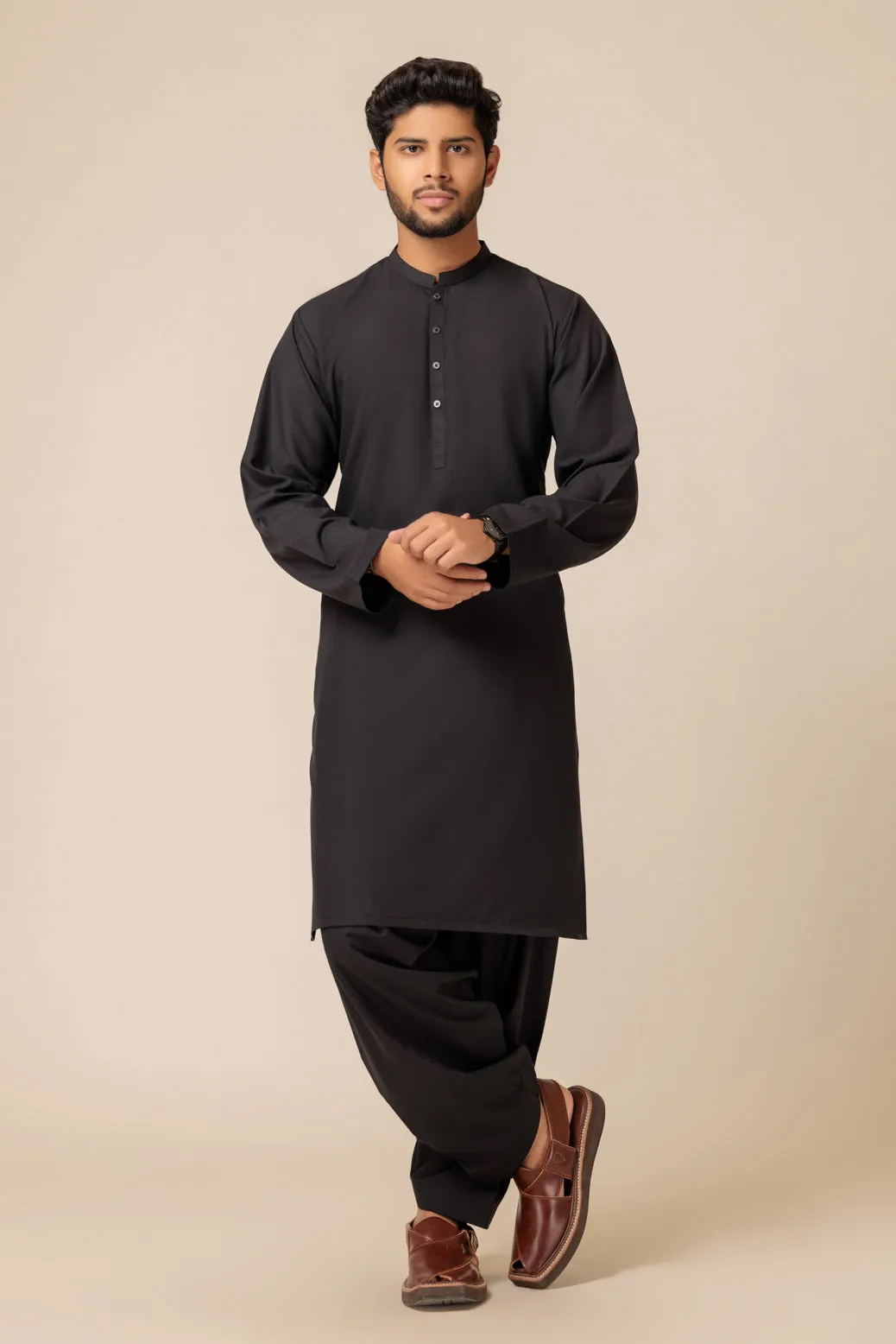 BLACK-BLENDED-Kurta Pajama Trouser - (KSS23-071)