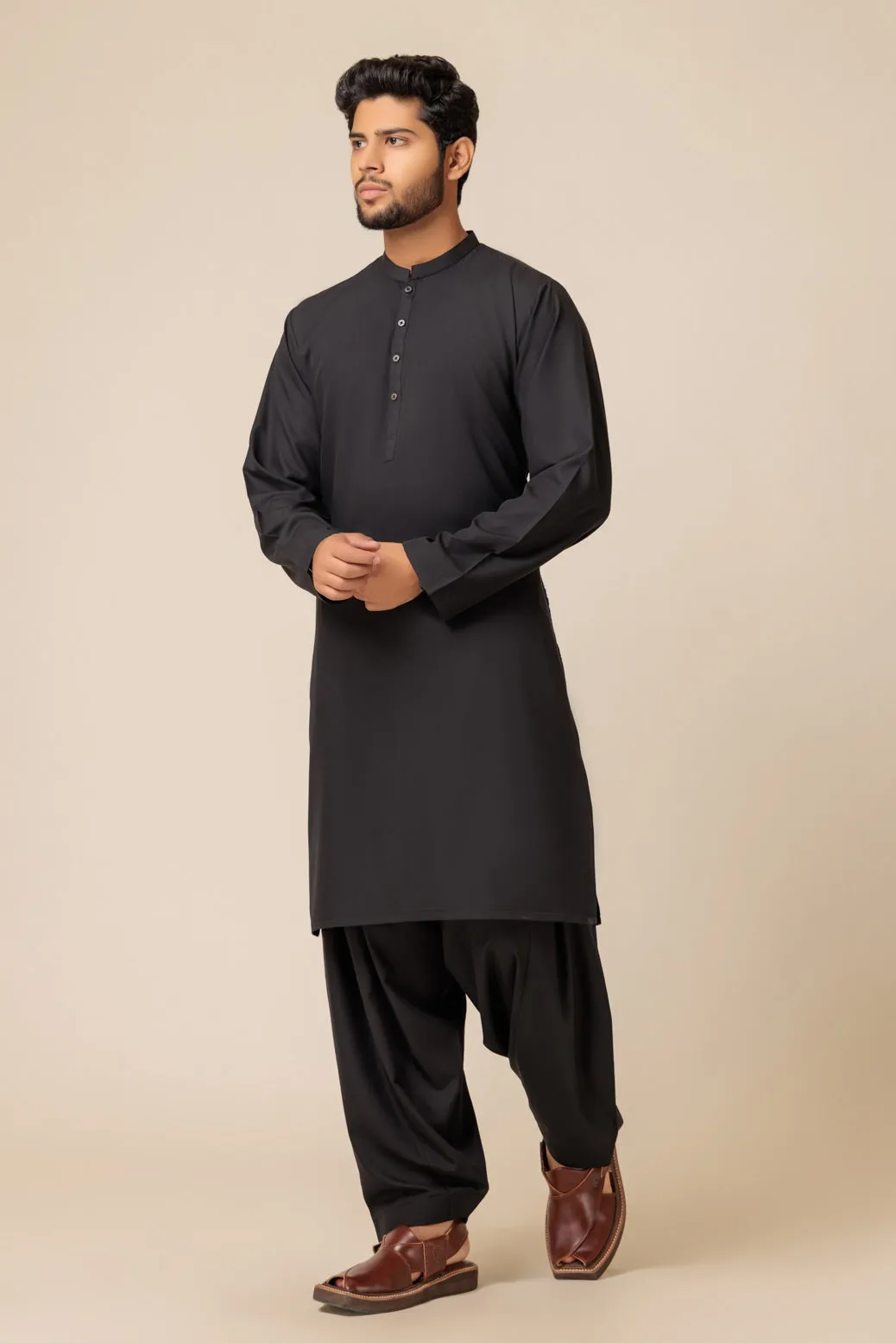 BLACK-BLENDED-Kurta Pajama Trouser - (KSS23-071)