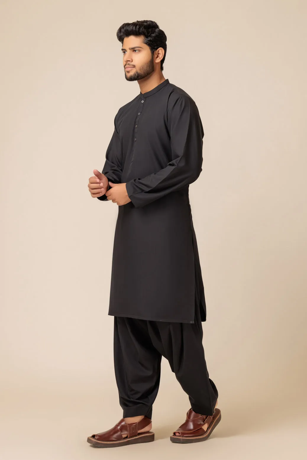 BLACK-BLENDED-Kurta Pajama Trouser - (KSS23-071)