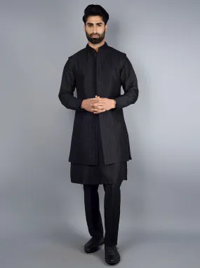 Black Kurta Pajama With Koti | TULA