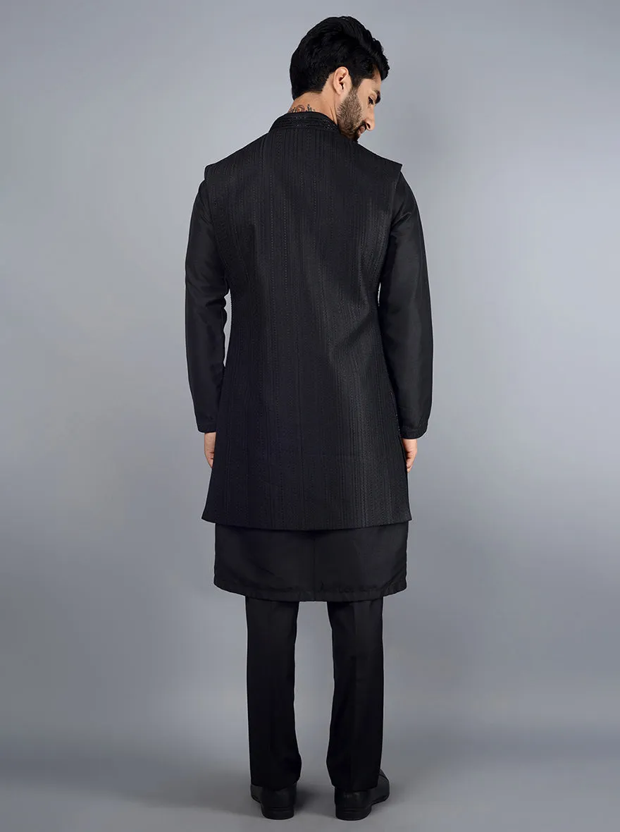 Black Kurta Pajama With Koti | TULA