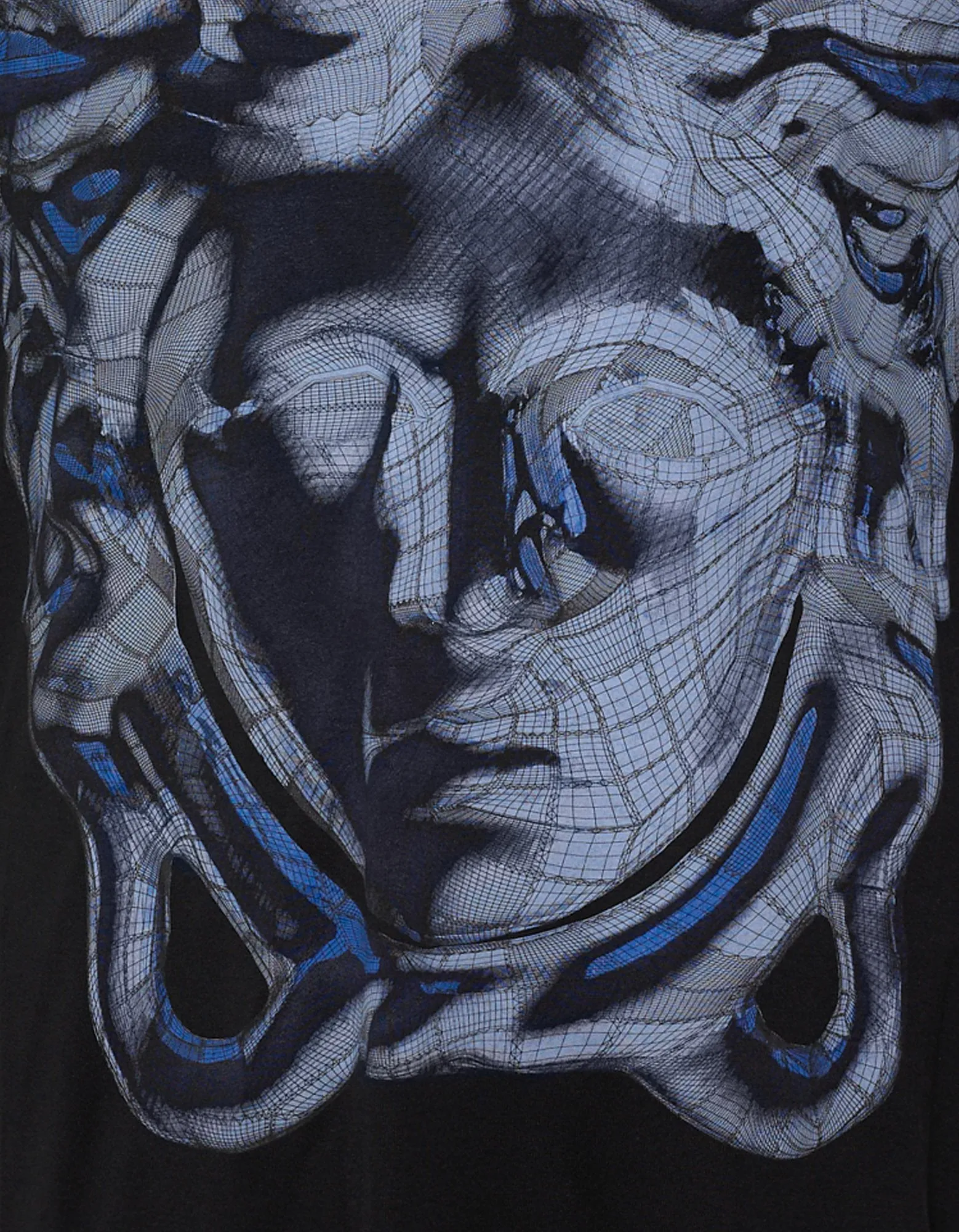 Black Wireframe Medusa Print T-Shirt