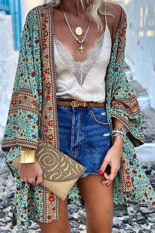 Boho Print Loose Cardigan