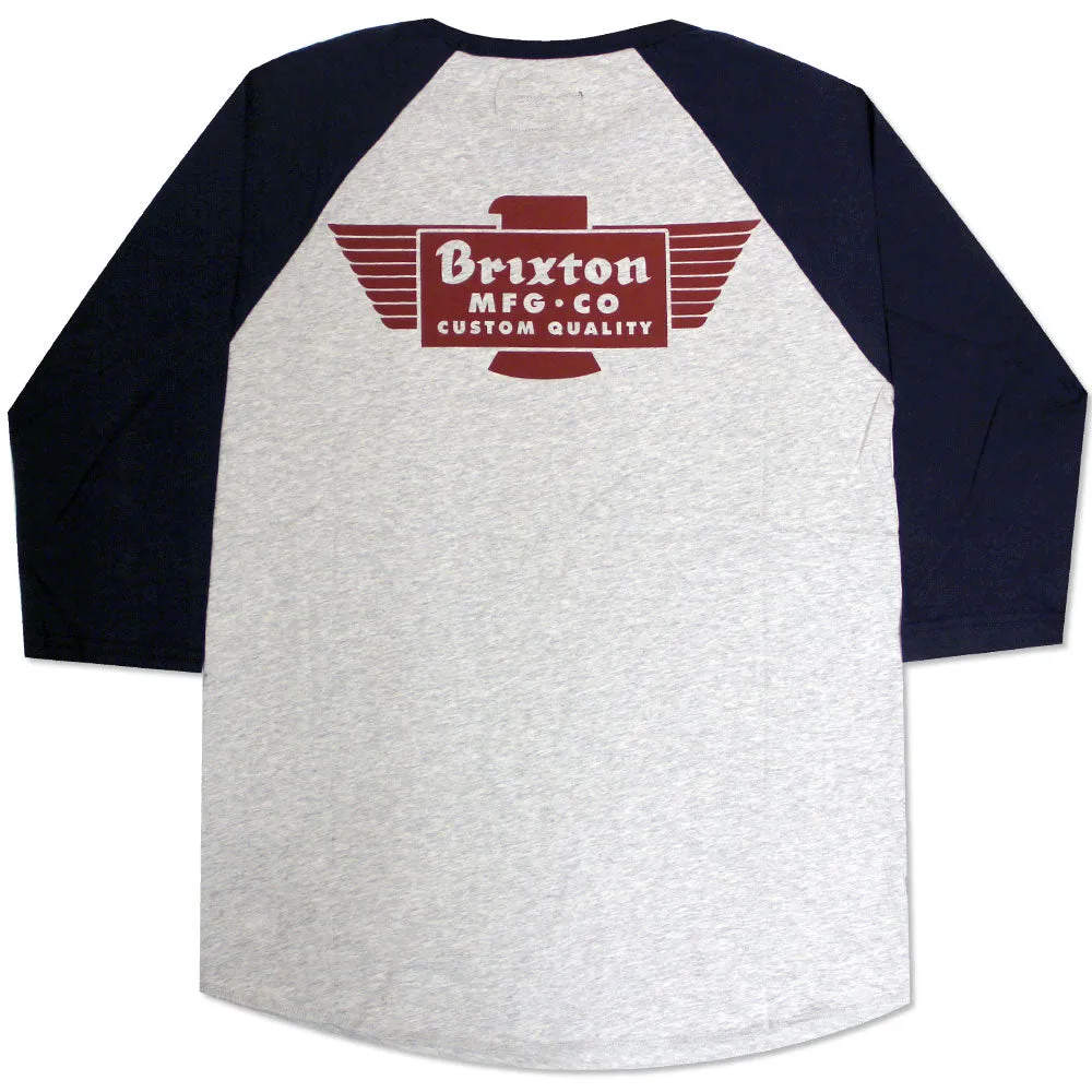 Brixton Cylinder 3/4 Sleeve Baseball T-Shirt Ash