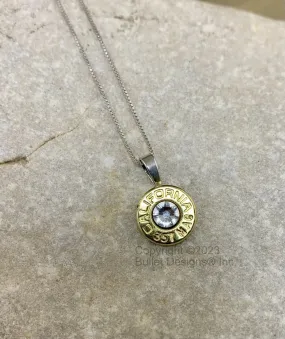 Bullet Necklace, California 357 Mag Brass Bullet Head Necklace, Bullet Head Necklace, Sterling Silver Necklace, Custom Necklace