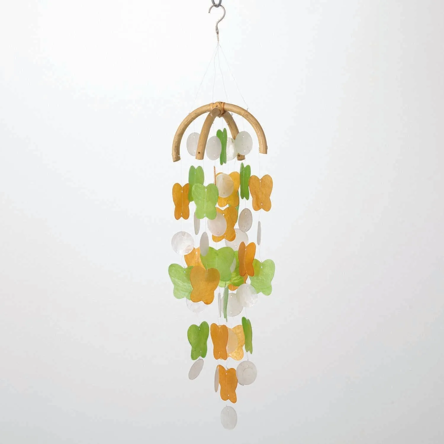 Butterfly Capiz Chime - Patina Green & Marigold