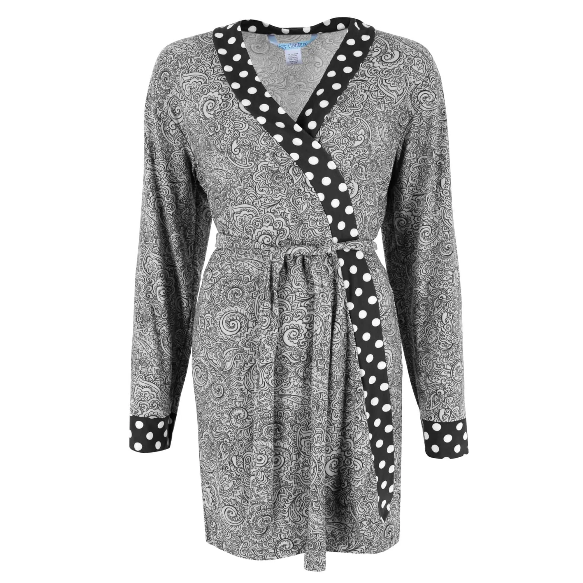 Cozy Couture Women's Polka Dot Gown and Paisley Robe Sleep Set