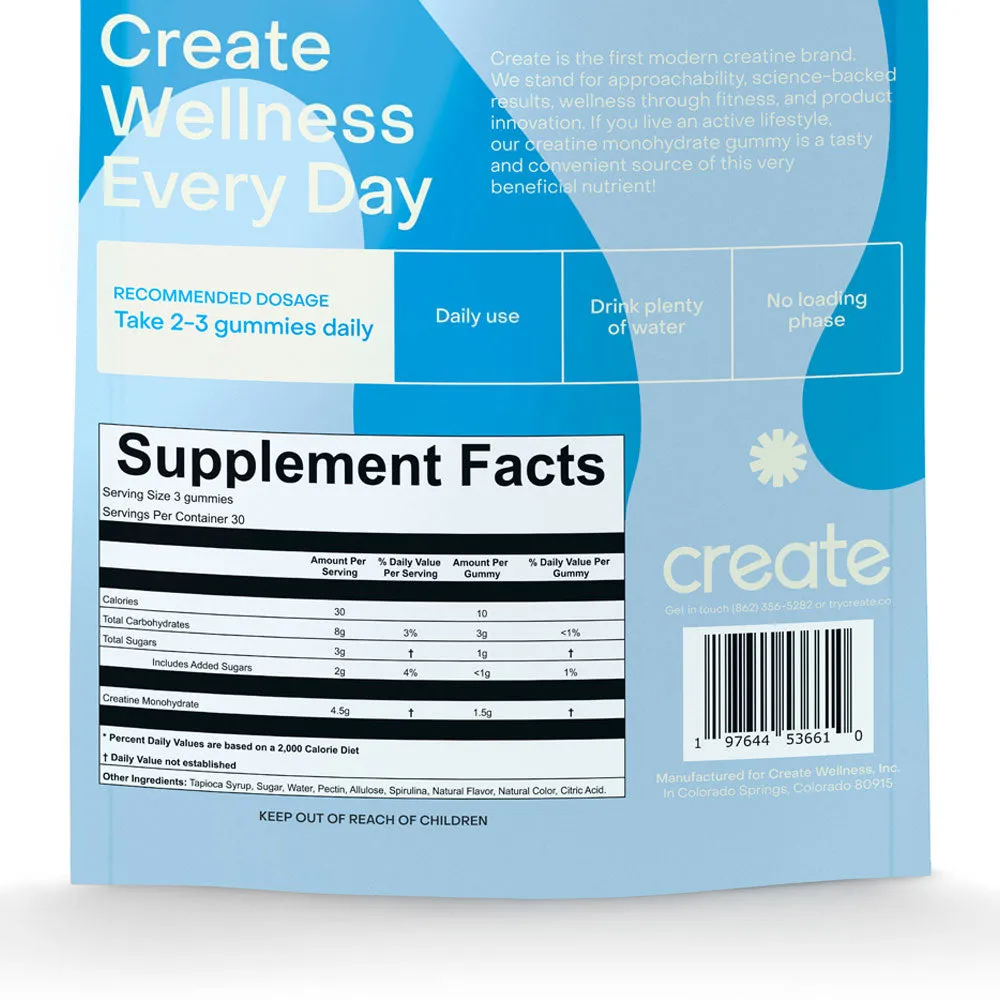 Creatine Monohydrate Gummies Blue Raspberry - 270 Count