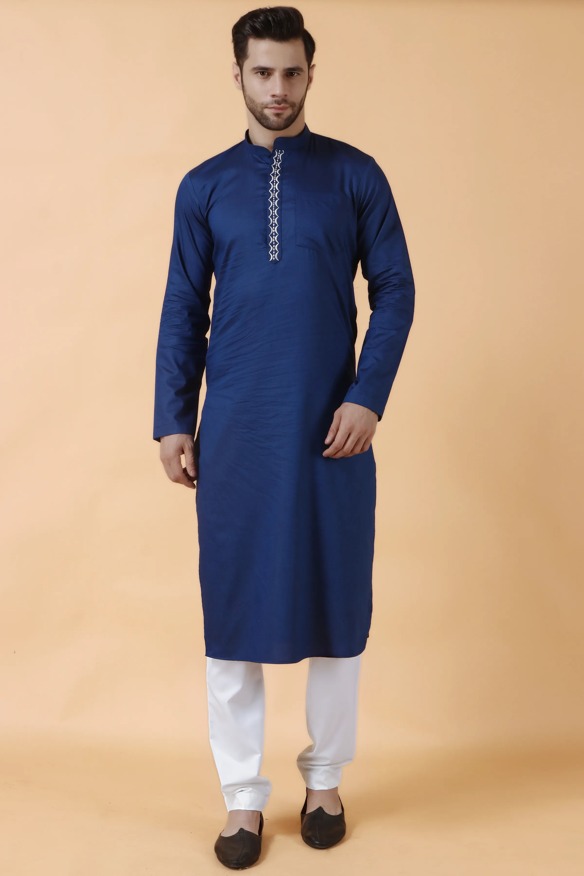 Dark Blue Cotton Kurta