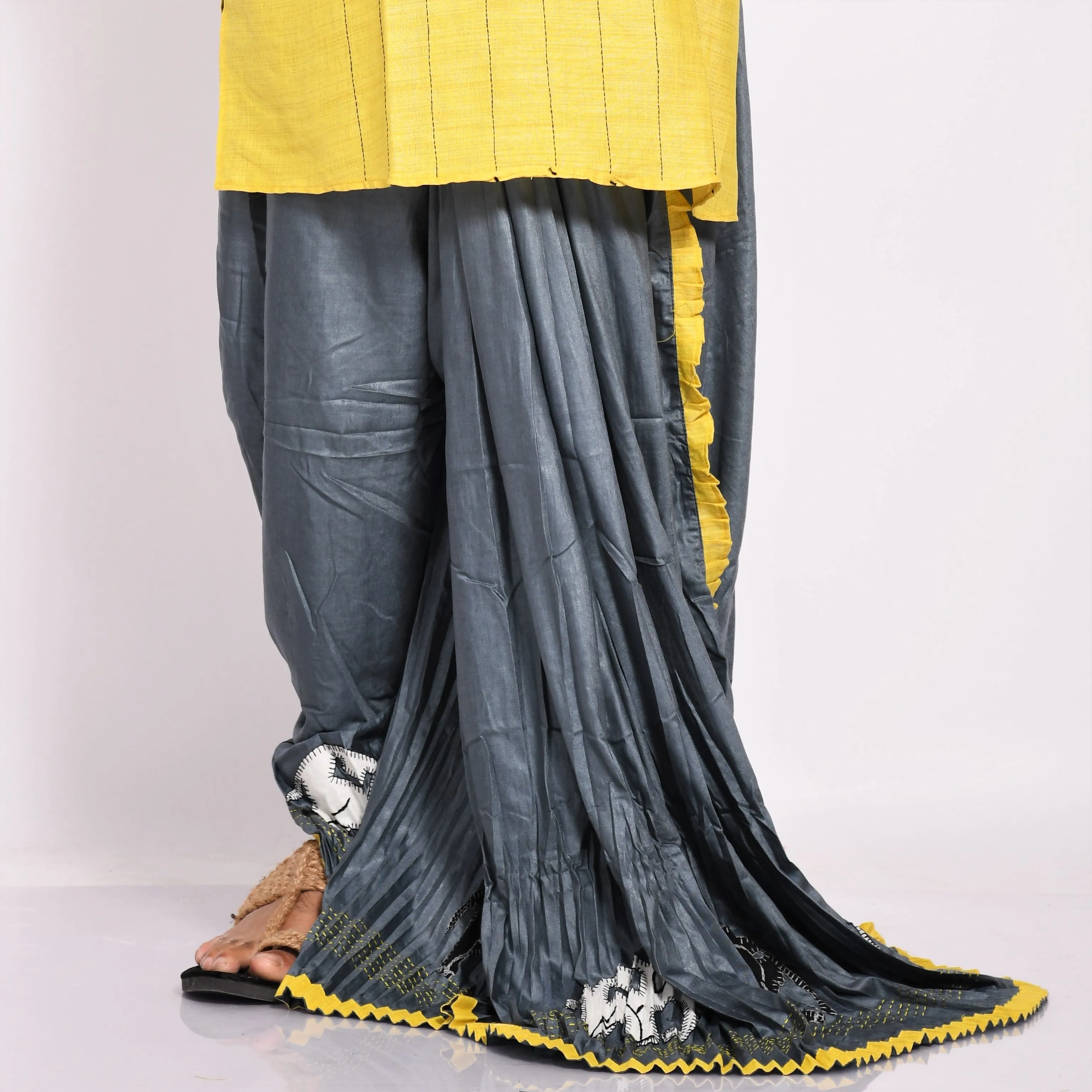 Designer Kantha & Applique Dhoti- Ready to wear