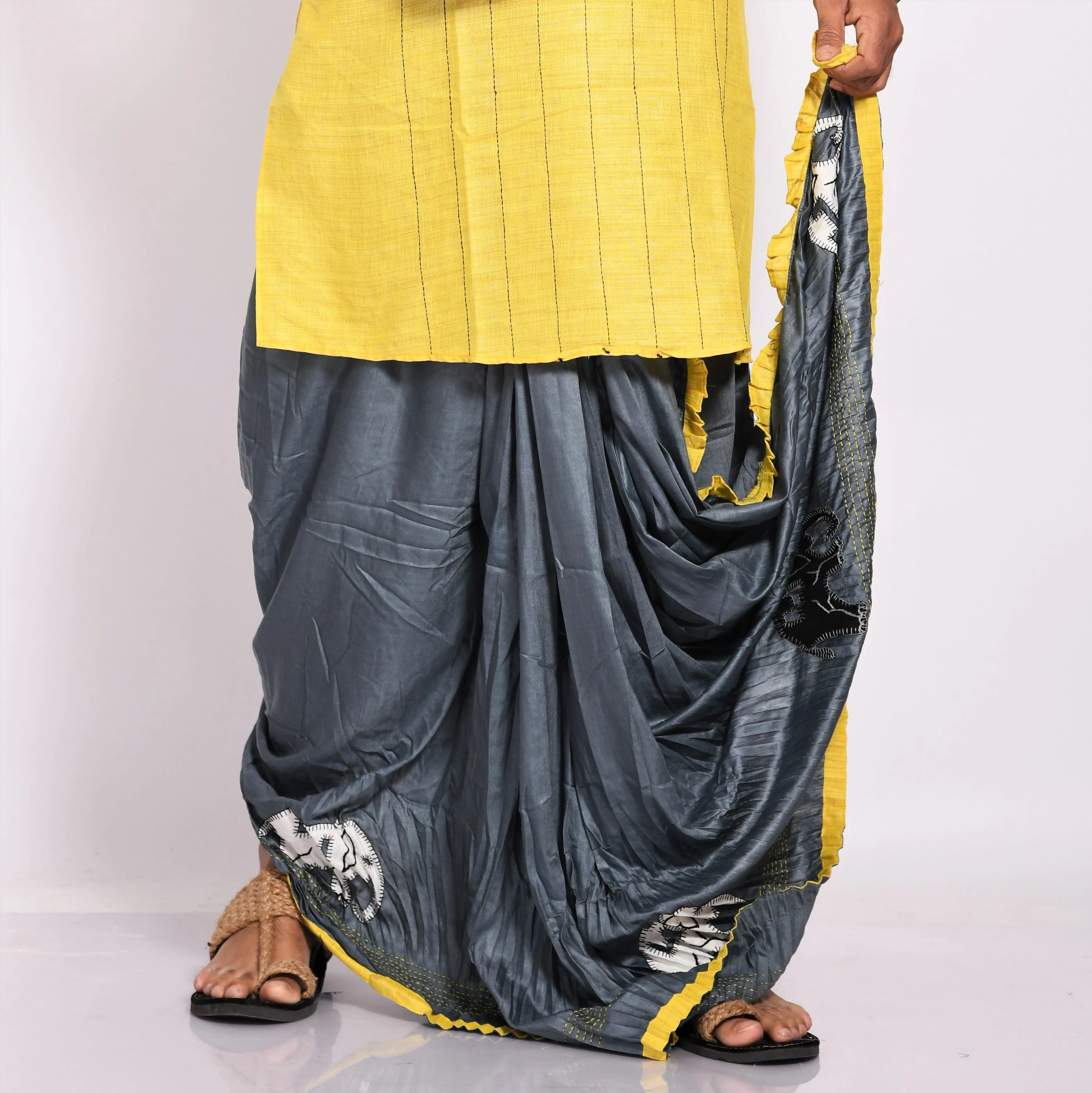 Designer Kantha & Applique Dhoti- Ready to wear