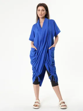 Extravagant Draped Tunic In Blue