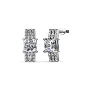 Fiona 18k White Gold Stud Earrings with Princess Cut Crystals