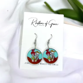 Flintstones Earrings - Pebbles and BamBam, Cartoon Character, Teacher Earrings, Book Character