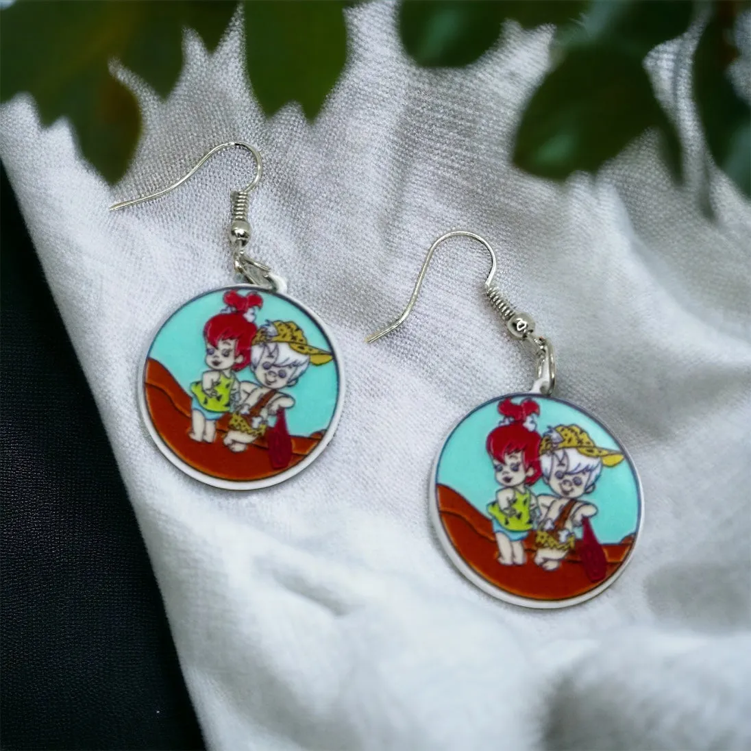 Flintstones Earrings - Pebbles and BamBam, Cartoon Character, Teacher Earrings, Book Character