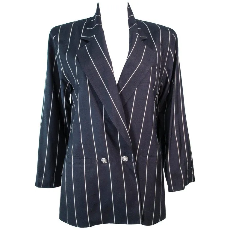 GIANNI VERSACE Black and Cream Striped Jacket Size 6