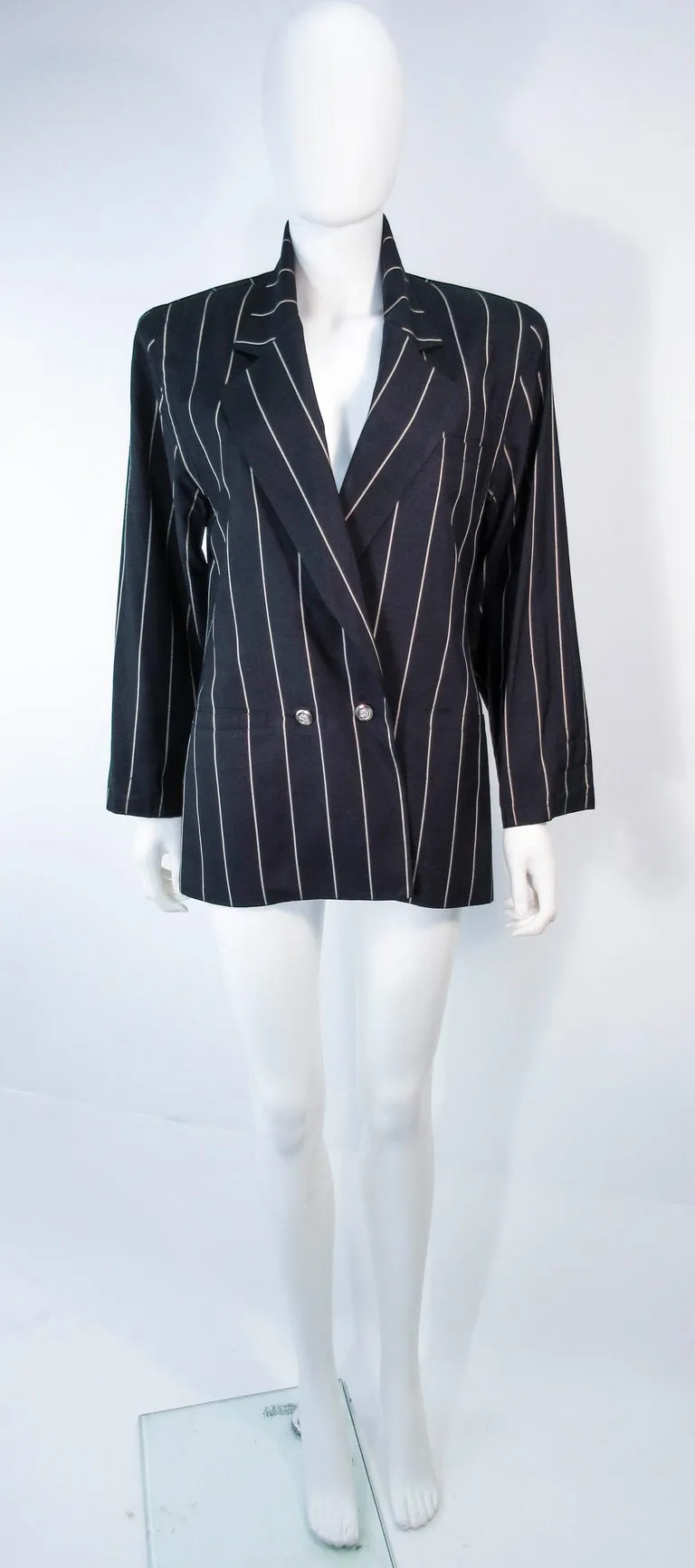 GIANNI VERSACE Black and Cream Striped Jacket Size 6