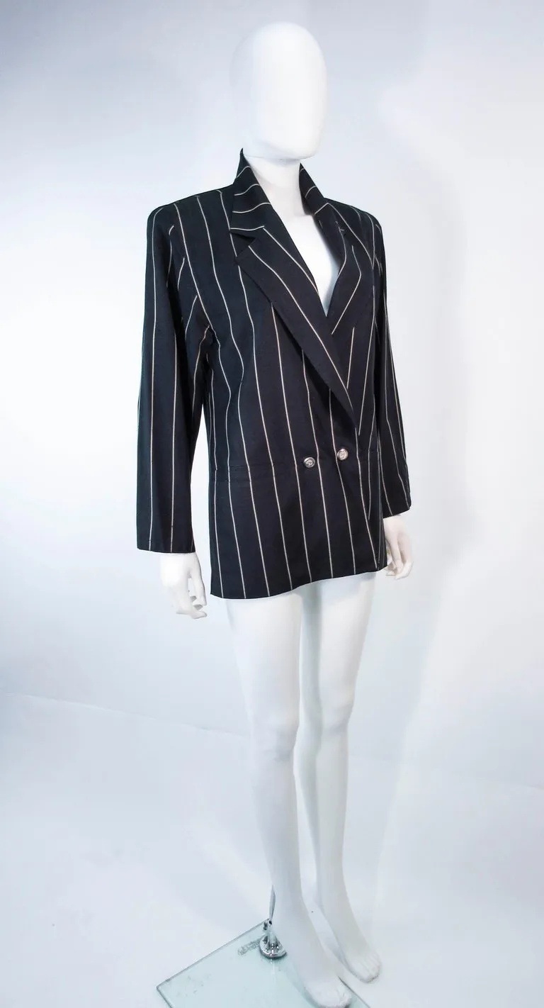 GIANNI VERSACE Black and Cream Striped Jacket Size 6