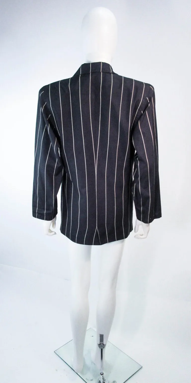 GIANNI VERSACE Black and Cream Striped Jacket Size 6