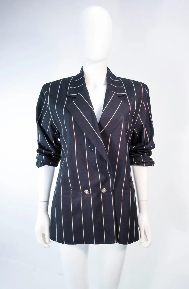 GIANNI VERSACE Black and Cream Striped Jacket Size 6