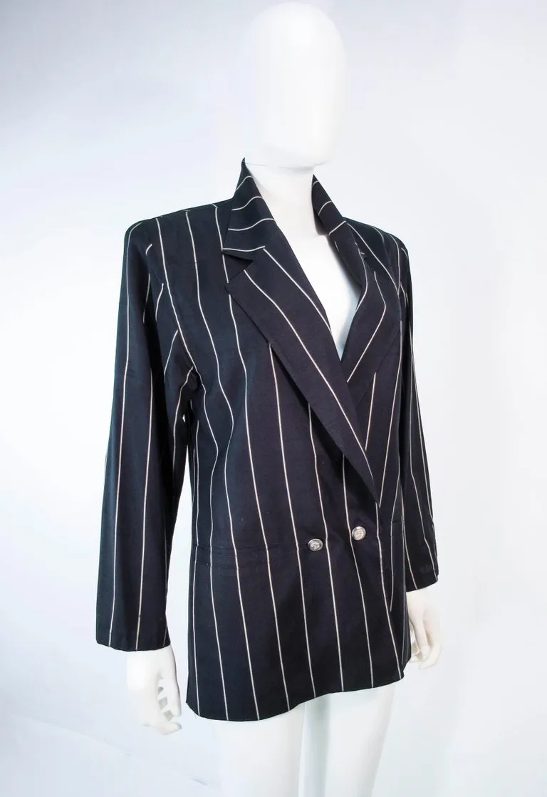 GIANNI VERSACE Black and Cream Striped Jacket Size 6