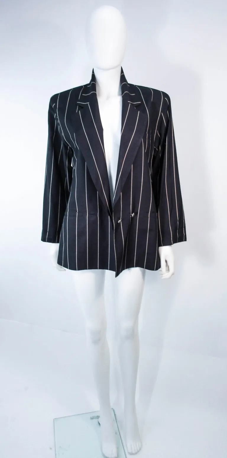 GIANNI VERSACE Black and Cream Striped Jacket Size 6