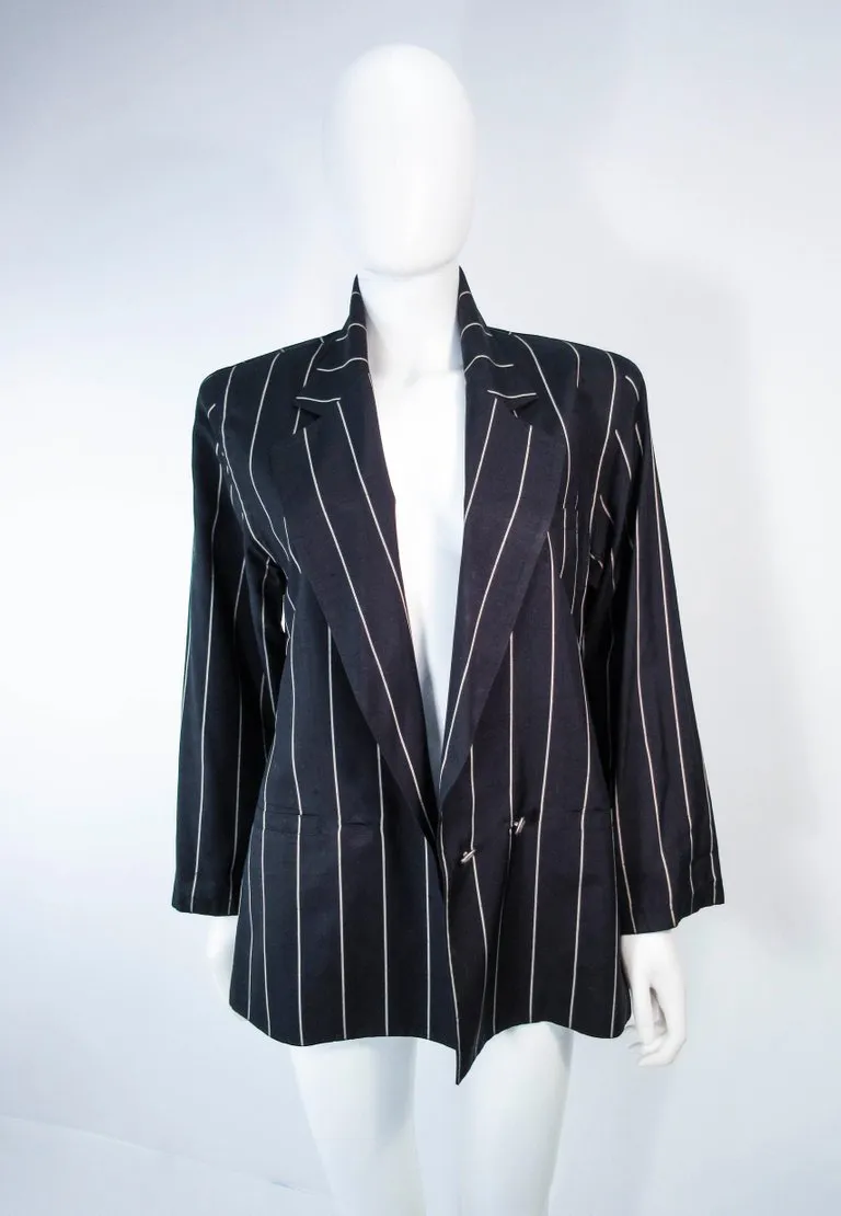 GIANNI VERSACE Black and Cream Striped Jacket Size 6