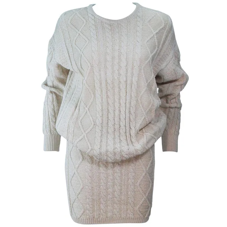 GIANNI VERSACE Cable Knit Set with Pencil Skirt Size 40-42