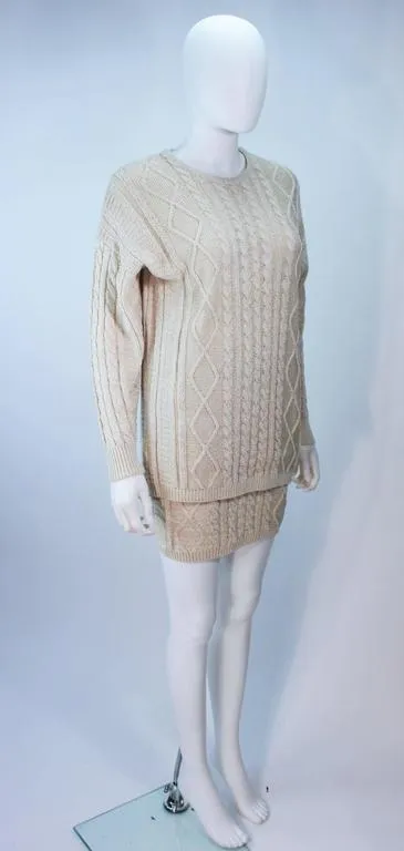 GIANNI VERSACE Cable Knit Set with Pencil Skirt Size 40-42