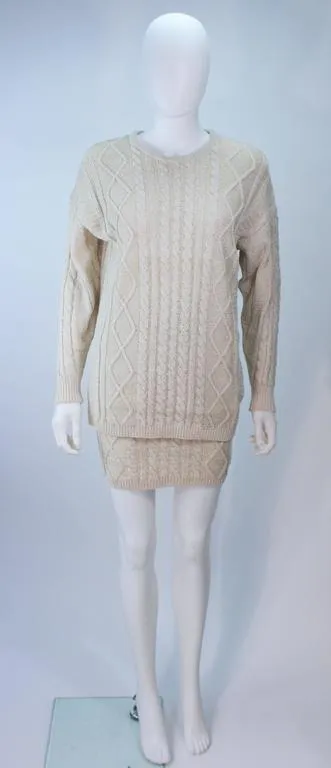 GIANNI VERSACE Cable Knit Set with Pencil Skirt Size 40-42