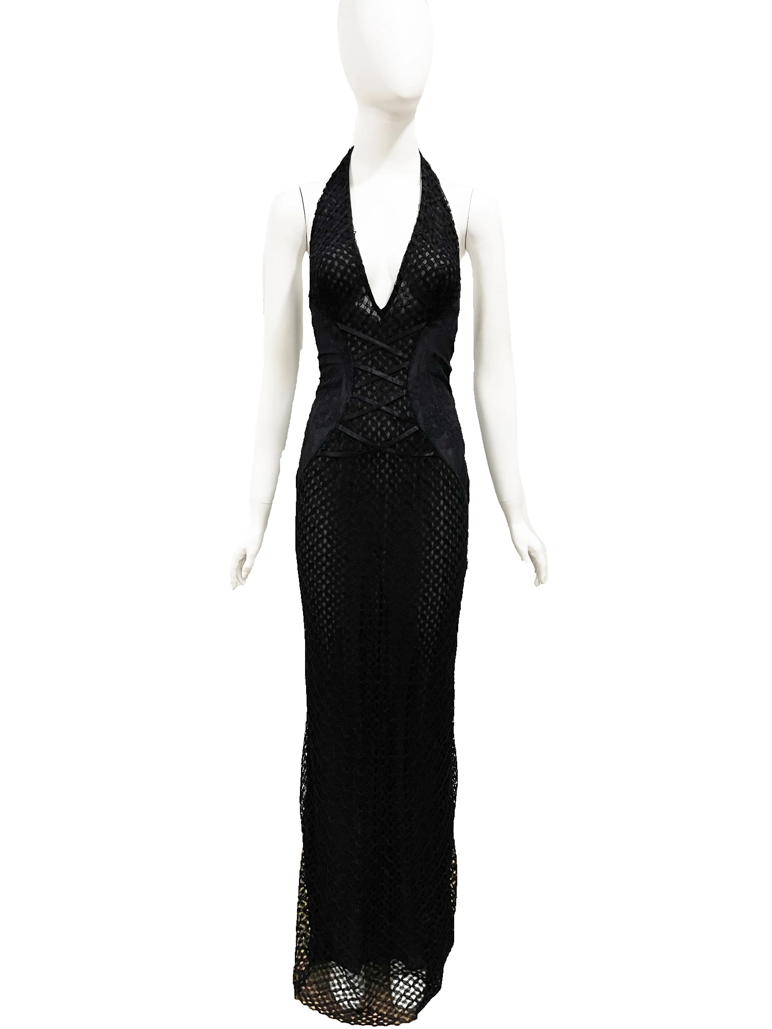 GIANNI VERSACE Sheer Halter Gown