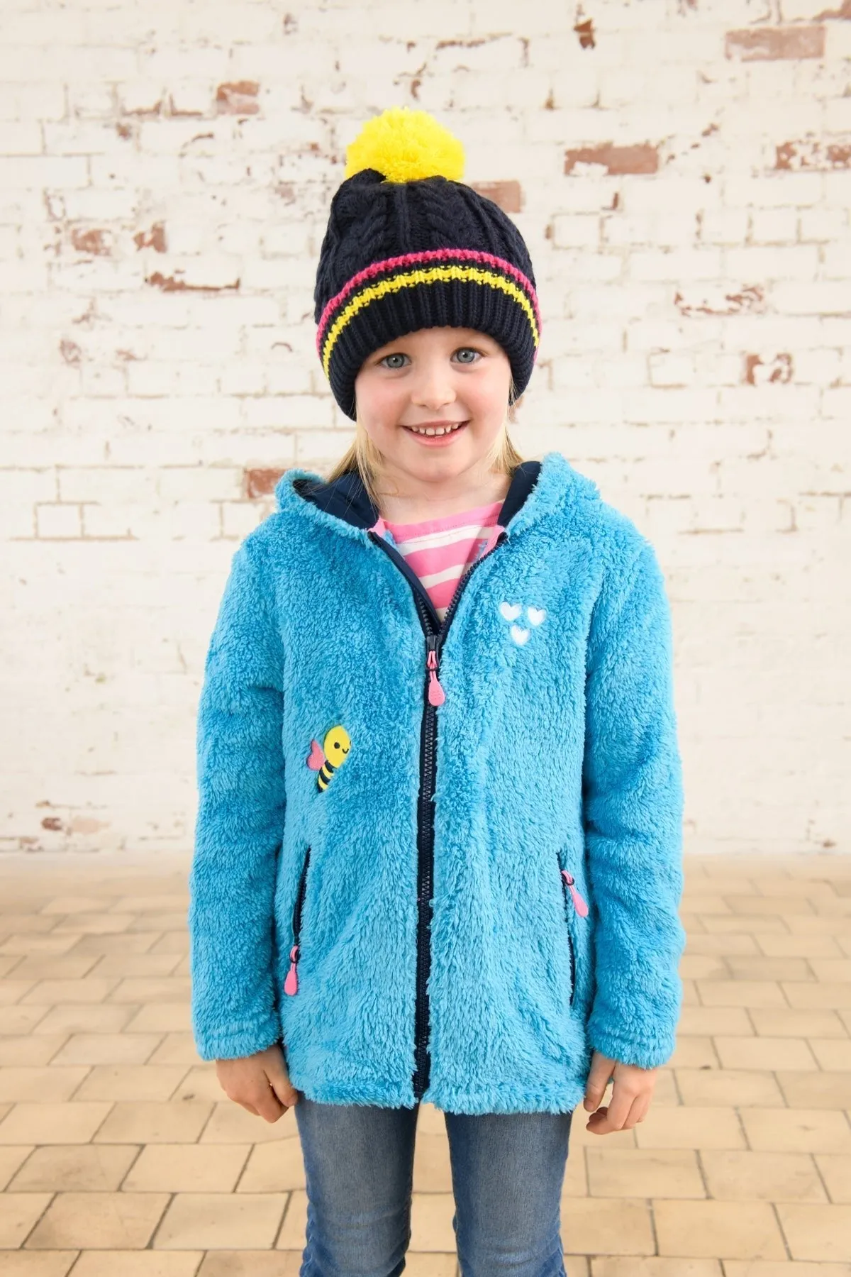 Gracie Sherpa Fleece - Bright Teal Bee