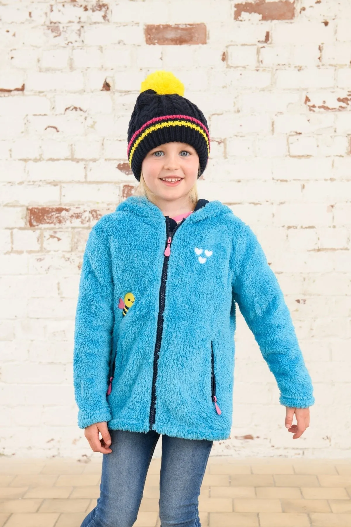 Gracie Sherpa Fleece - Bright Teal Bee