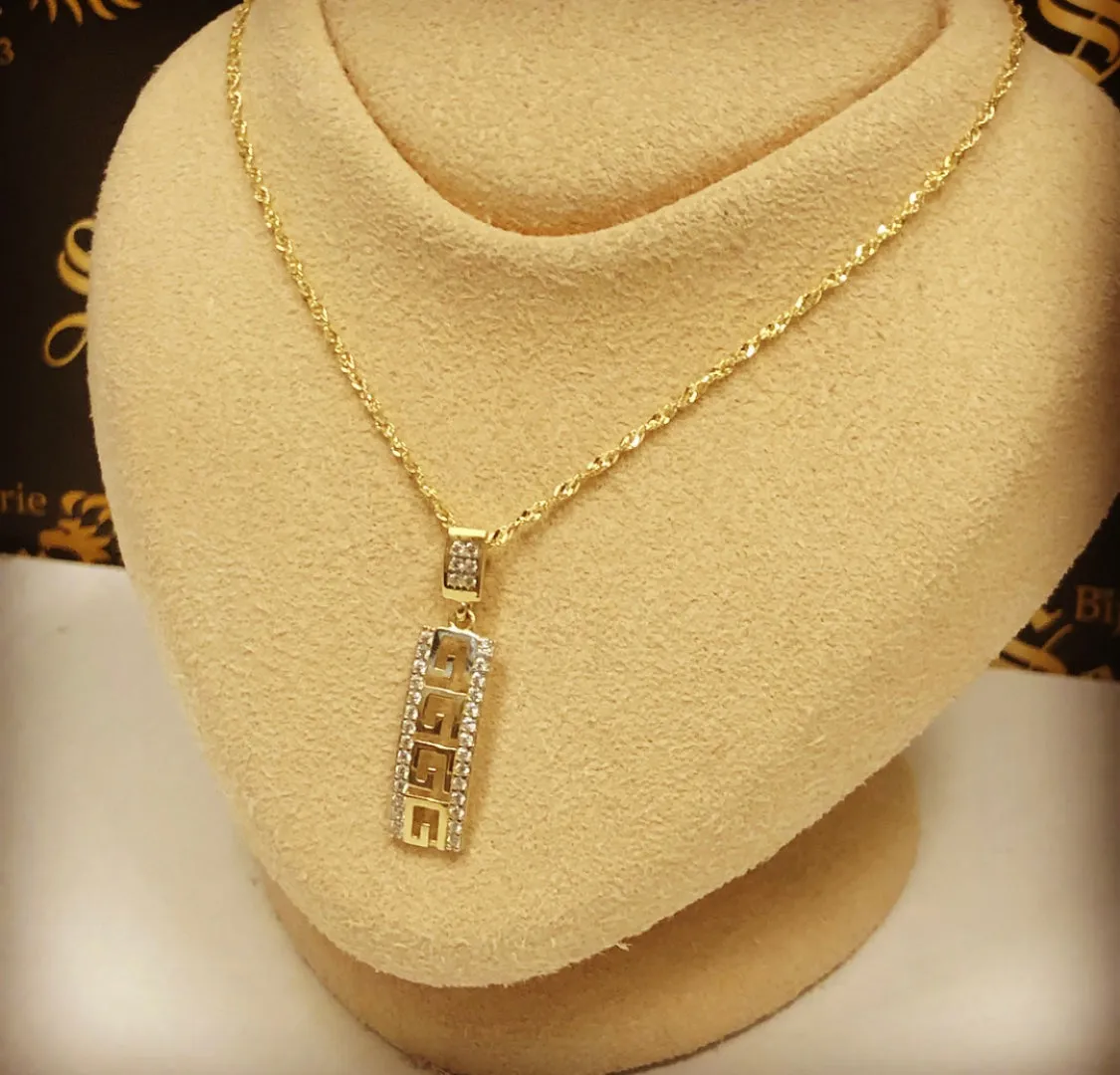 Greek key necklace & pendant